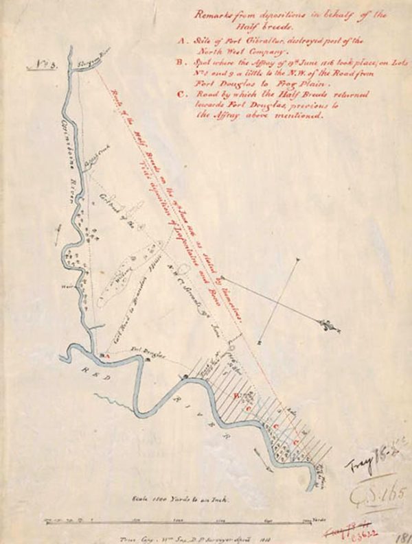 Map of the Battle of Seven Oaks area from 1818.