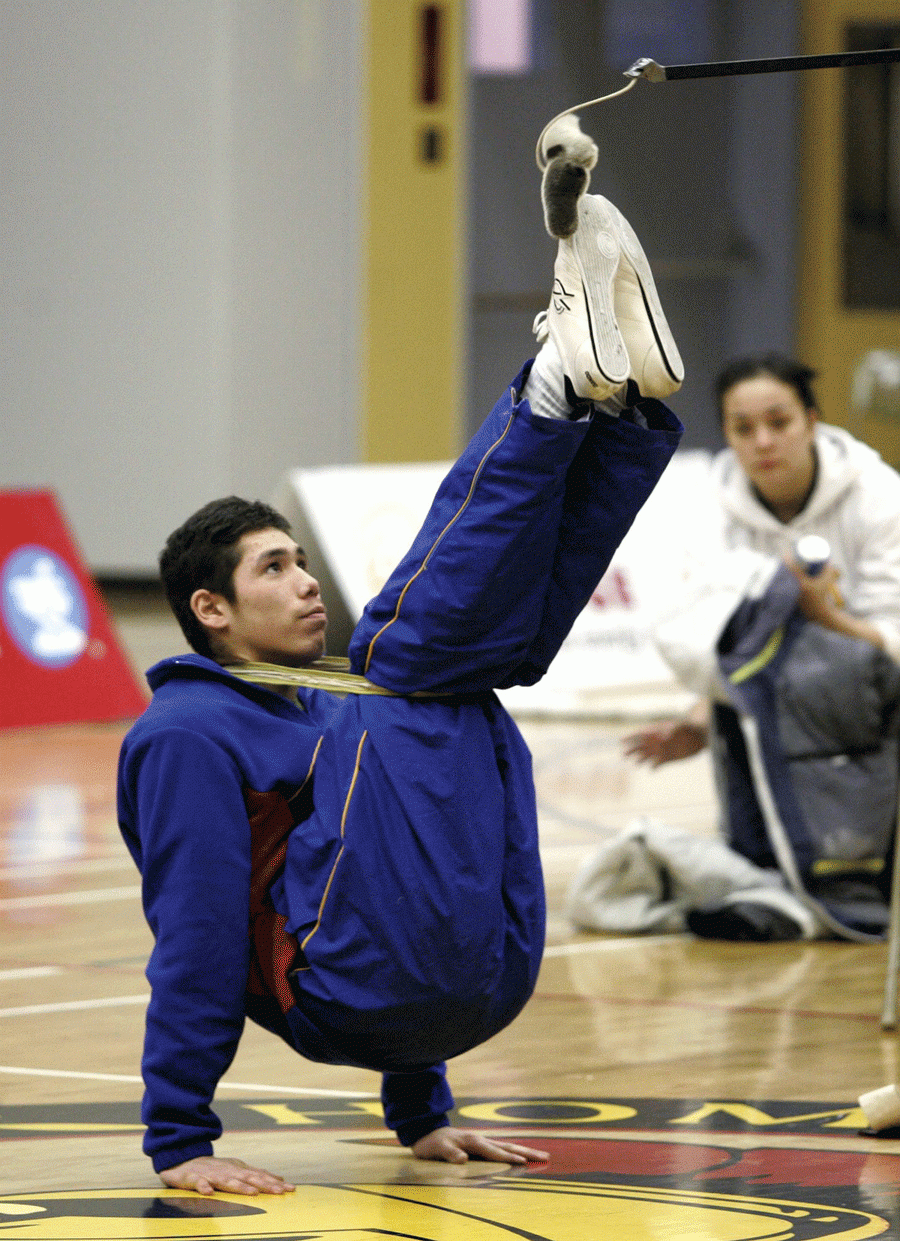 Randy Tootoo Tanuyak performs the swing kick.